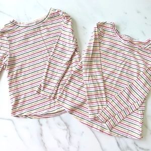 Old Navy twin girls long sleeve multi stripe shirt